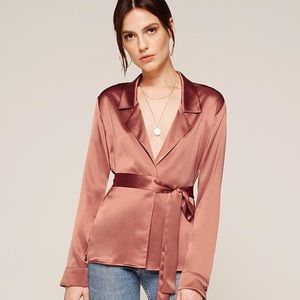 Reformation Pink Silk Hillary Button Blouse, S 💕